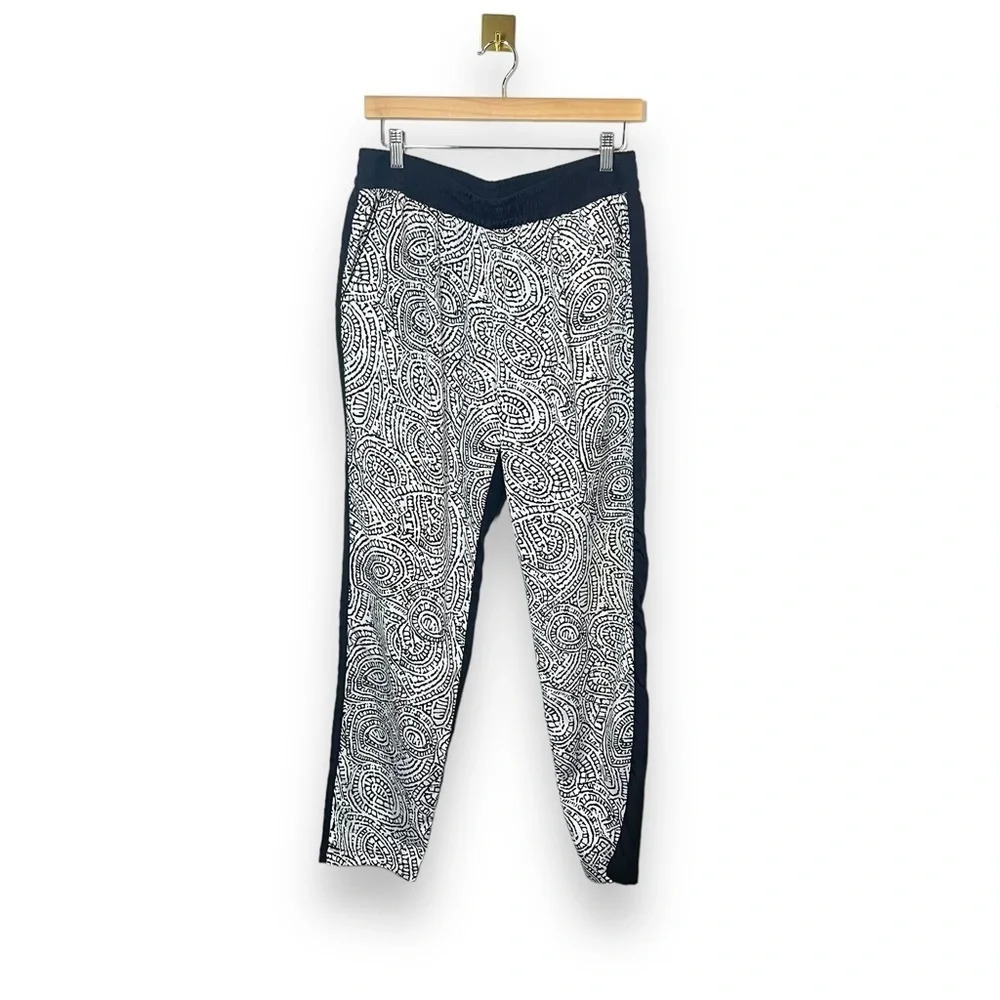 Philosophy Paisley Print Pull On Jogger Pants Black White Size Large
